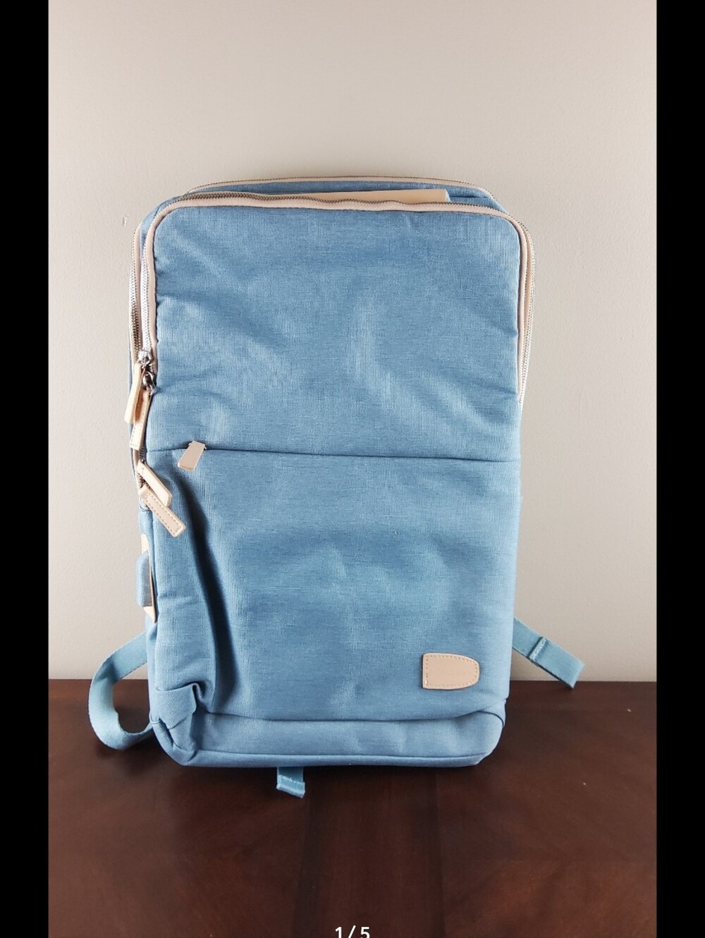 NOBLEMAN Laptop Backpack Light Blue Travel School Work Bag USB Port NWT